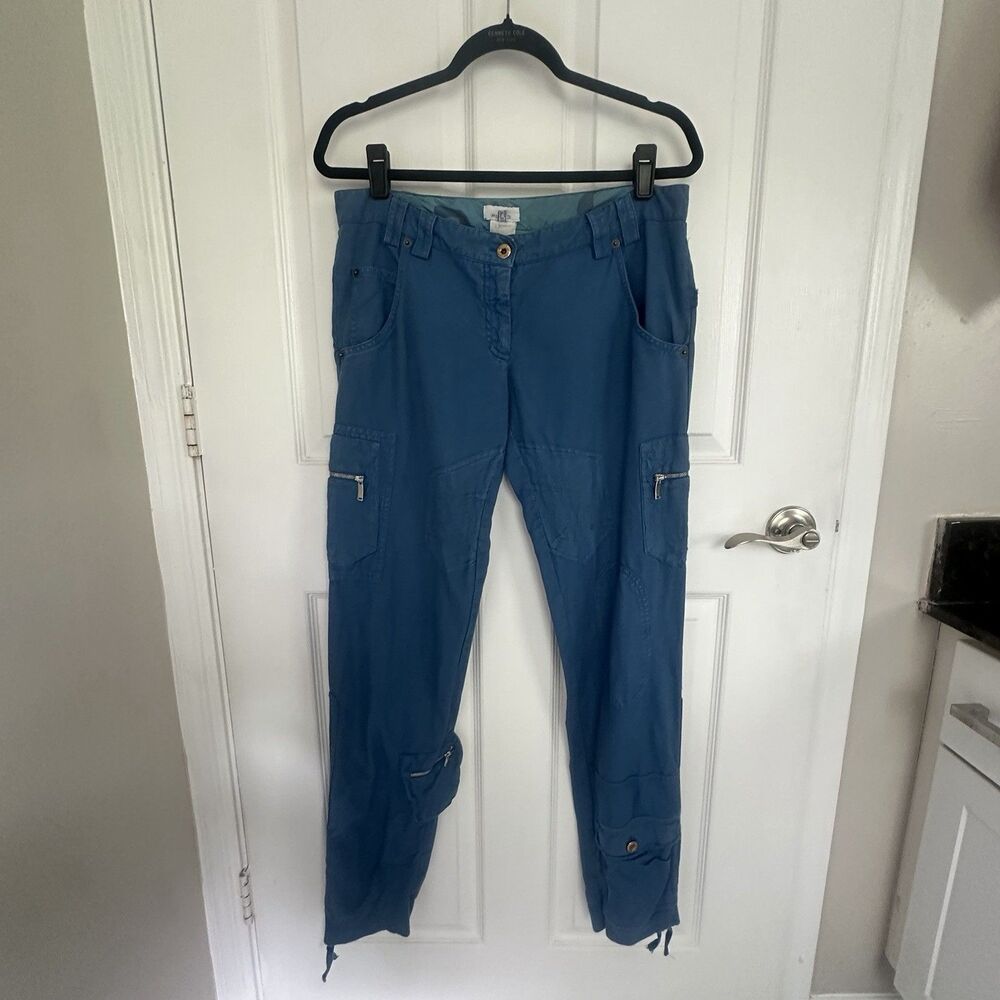 PINKO Lightweight Utility Cargo Pants Women’s US 8 In Blue Cotton Trouser